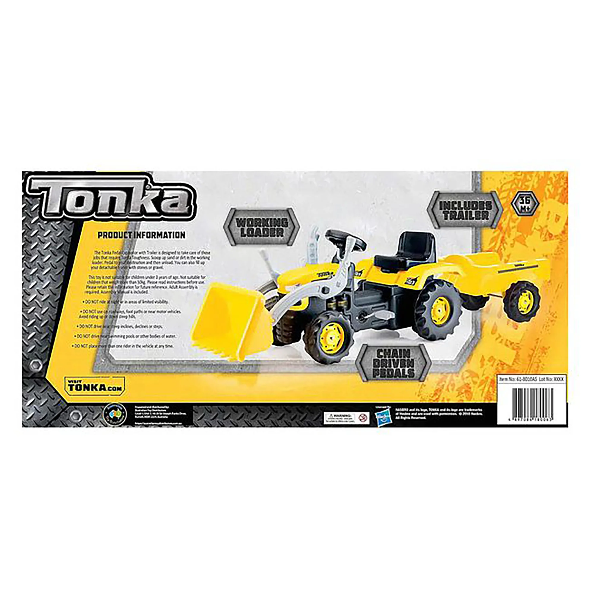 Tonka Kids Ride On Pedal Digger Excavator with Trailer - Image 3